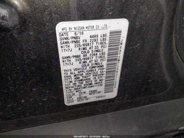 Продаж на аукціоні авто 2016 Nissan Rogue S, vin: JN8AT2MT2GW011038, номер лоту: 44578073