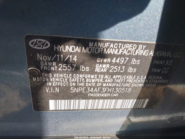 5NPE34AF3FH130518 Hyundai Sonata Sport