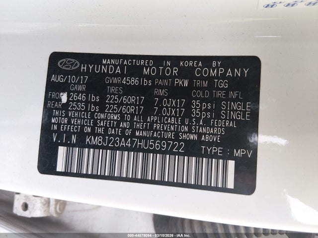 2017 HYUNDAI TUCSON KM8J23A47HU569722 Photo 8