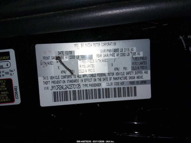 Продаж на аукціоні авто 2010 Mazda Mazda5 Sport, vin: JM1CR2WL2A0370125, номер лоту: 44578230
