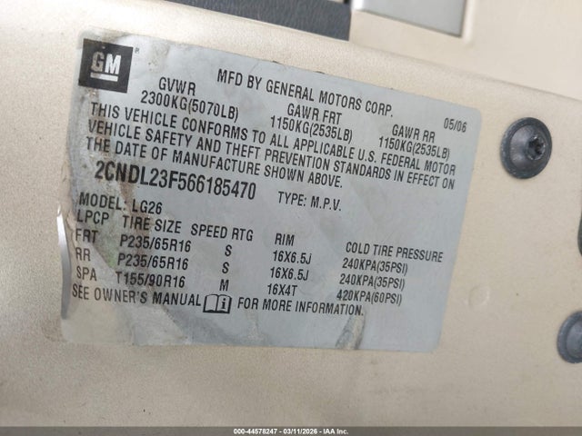 2006 CHEVROLET EQUINOX 2CNDL23F566185470 Photo 8