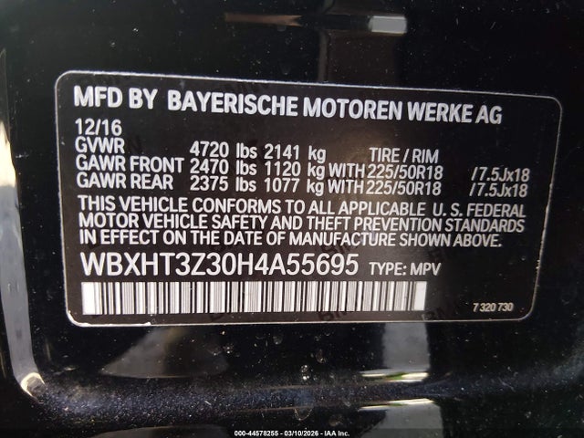 2017 Bmw X1 Xdrive28i მანქანა იყიდება აუქციონზე, vin: WBXHT3Z30H4A55695, აუქციონის ნომერი: 44578255