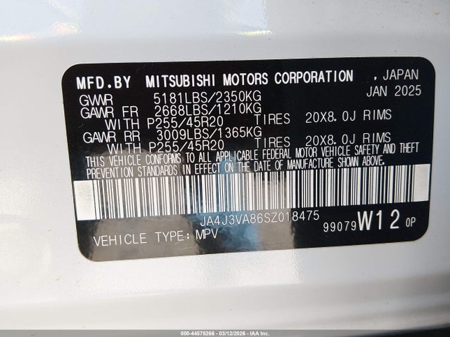 2025 MITSUBISHI OUTLANDER JA4J3VA86SZ018475 Photo 8