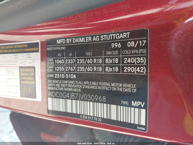 Aukcja sprzedaży 2018 Mercedes-benz Glc 300, vin: WDC0G4JB7JV030968, numer aukcji: 44578285
