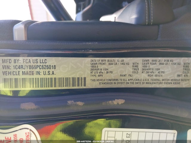 Продажа на аукционе авто 2023 Jeep Grand Cherokee 4xe, vin: 1C4RJYB66PC626018, номер лота: 44578294