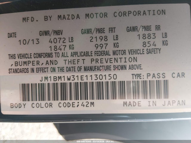 JM1BM1W31E1130150 Mazda Mazda3 S Grand Touring
