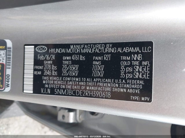 Hyundai TUCSON SEL 2024 5NMJBCDE2RH390618 Image 9