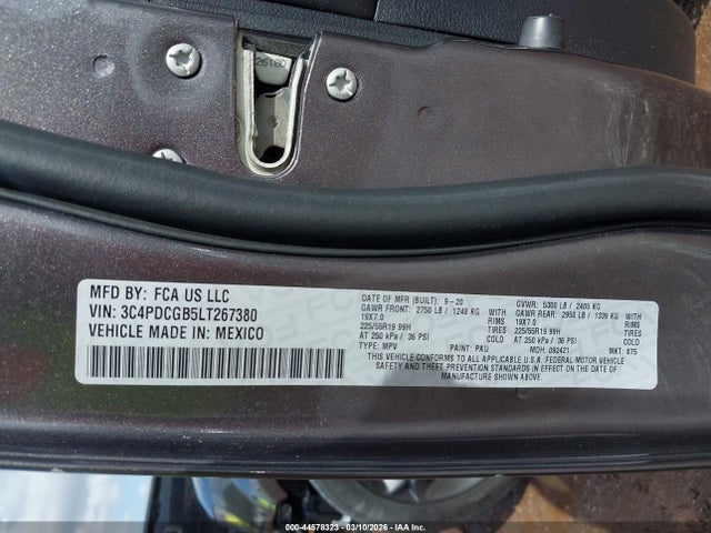 Продаж на аукціоні авто 2020 Dodge Journey Crossroad, vin: 3C4PDCGB5LT267380, номер лоту: 44578323