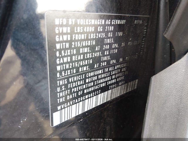 2016 VOLKSWAGEN TIGUAN WVGAV7AX0GW602717 Photo 8