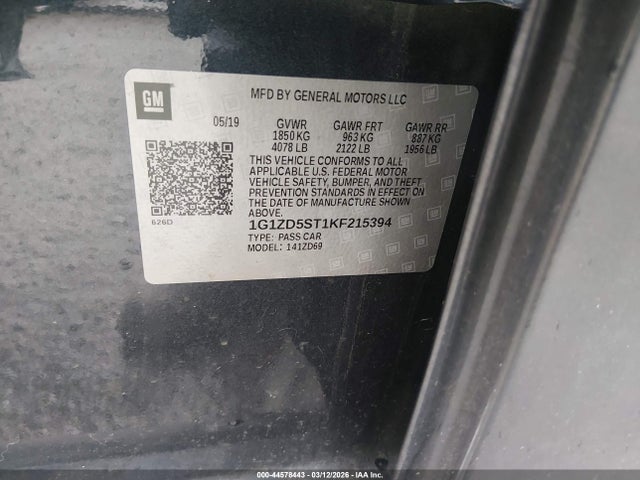 2019 CHEVROLET MALIBU 1G1ZD5ST1KF215394 Photo 8