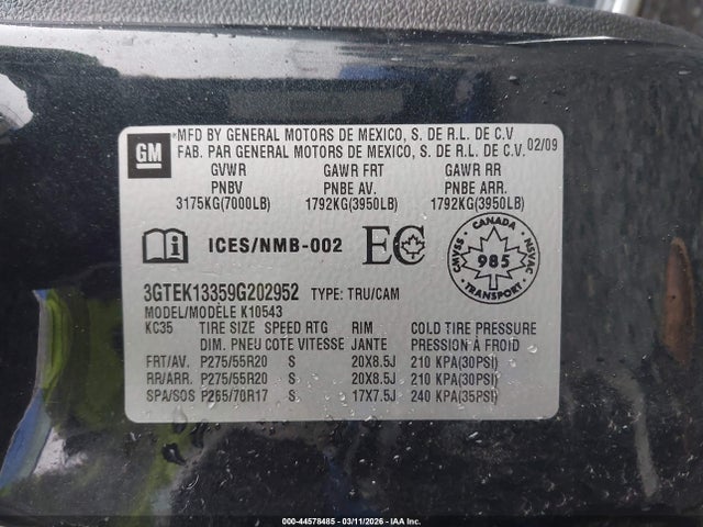 Aukcja sprzedaży 2009 Gmc Sierra 1500 Work Truck, vin: 3GTEK13359G202952, numer aukcji: 44578485