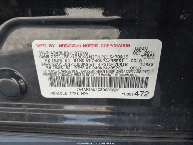 2012 MITSUBISHI OUTLANDER SPORT JA4AP3AU4CZ000662 Photo 8