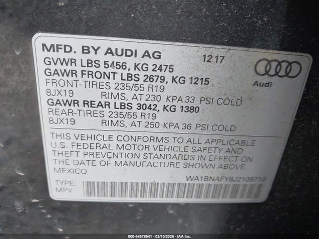 2018 AUDI Q5 WA1BNAFY8J2109710 Photo 8