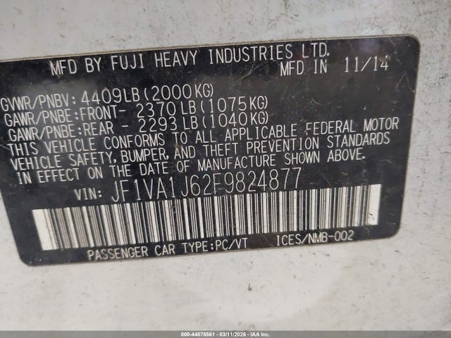 2015 SUBARU WRX JF1VA1J62F9824877 Photo 8