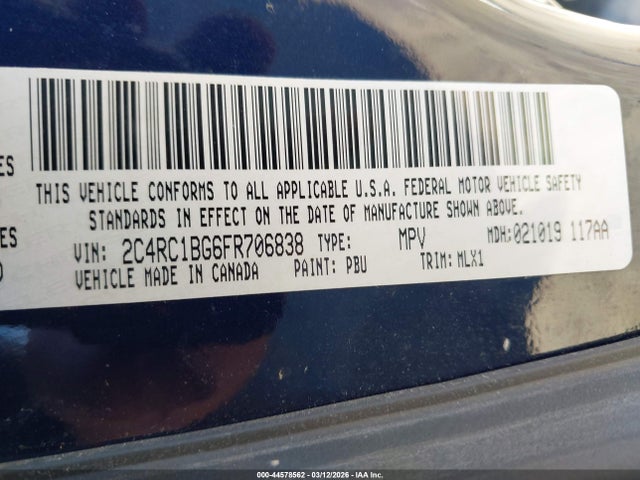 Продаж на аукціоні авто 2015 Chrysler Town & Country Touring, vin: 2C4RC1BG6FR706838, номер лоту: 44578562