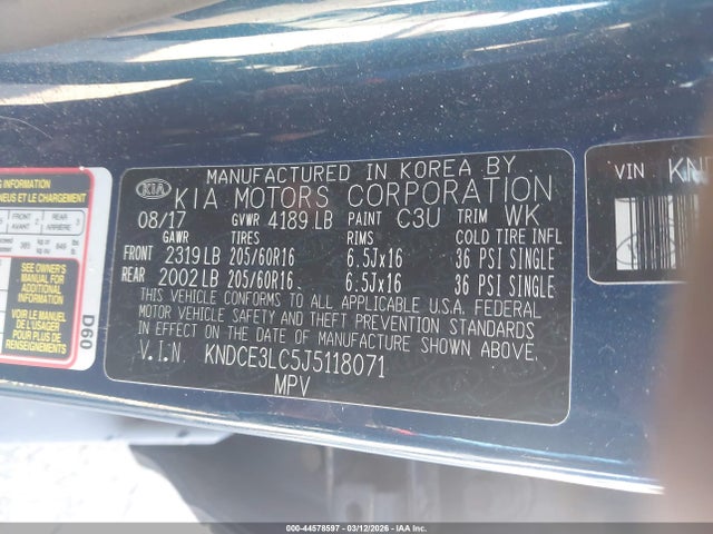 Продажа на аукционе авто 2018 Kia Niro Ex, vin: KNDCE3LC5J5118071, номер лота: 44578597