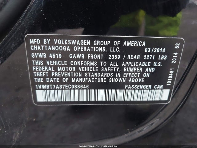 2014 VOLKSWAGEN PASSAT 1VWBT7A37EC088646 Photo 8