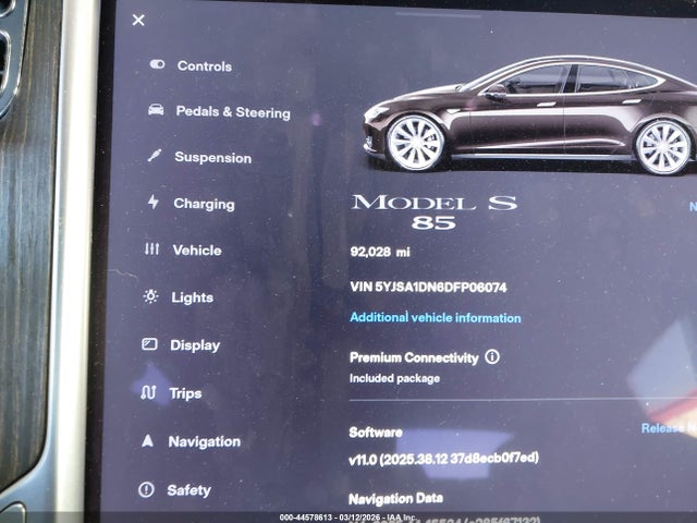 Aukcja sprzedaży 2013 Tesla Model S, vin: 5YJSA1DN6DFP06074, numer aukcji: 44578613