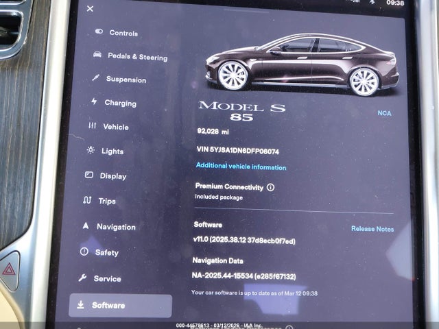 Aukcja sprzedaży 2013 Tesla Model S, vin: 5YJSA1DN6DFP06074, numer aukcji: 44578613