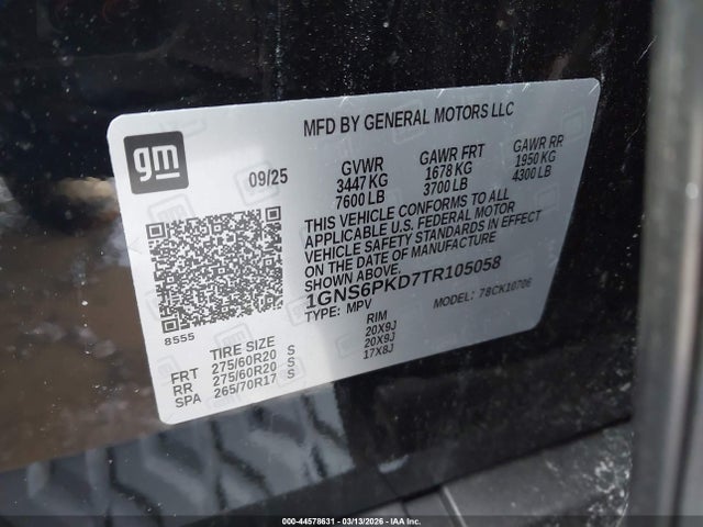 1GNS6PKD7TR105058 Chevrolet Tahoe 4wd Z71