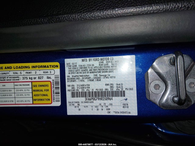 Ford FUSION S 2017 3FA6P0G79HR350964 Image 9