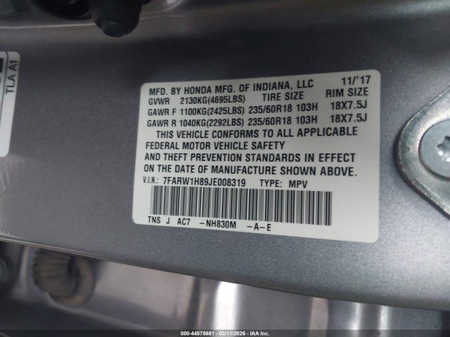 7FARW1H89JE008319 Honda Cr-v Ex-l/ex-l Navi