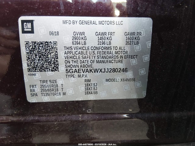 Продаж на аукціоні авто 2018 Buick Enclave Essence, vin: 5GAEVAKWXJJ280246, номер лоту: 44578695
