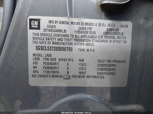 2008 SATURN VUE 3GSCL53728S686769 Photo 8