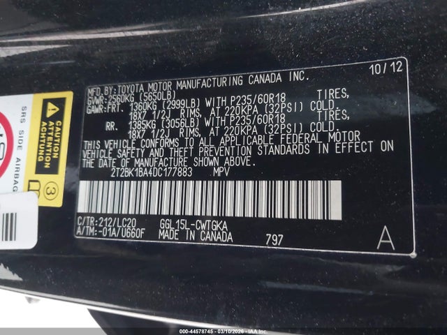 Продажа на аукционе авто 2013 Lexus Rx 350, vin: 2T2BK1BA4DC177883, номер лота: 44578745