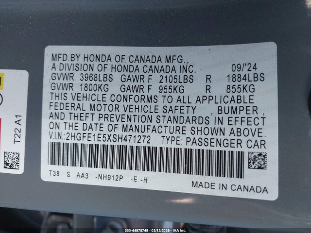 2025 HONDA CIVIC SI 2HGFE1E5XSH471272 Photo 8