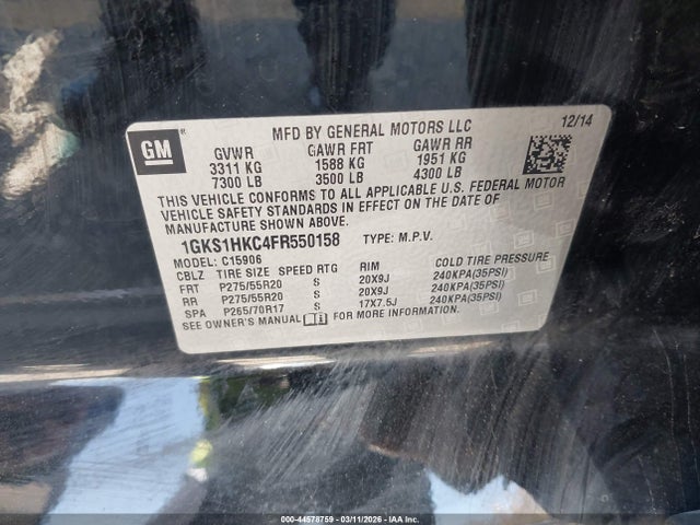 1GKS1HKC4FR550158 GMC Yukon Xl 1500 Slt