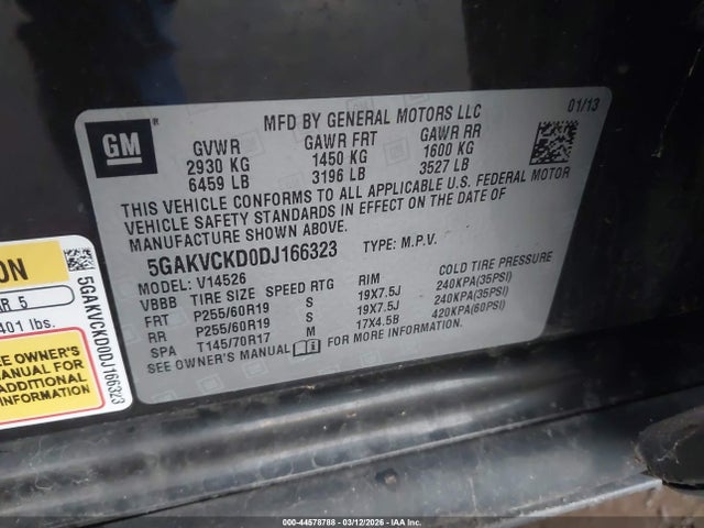 Продажа на аукционе авто 2013 Buick Enclave Leather, vin: 5GAKVCKD0DJ166323, номер лота: 44578788