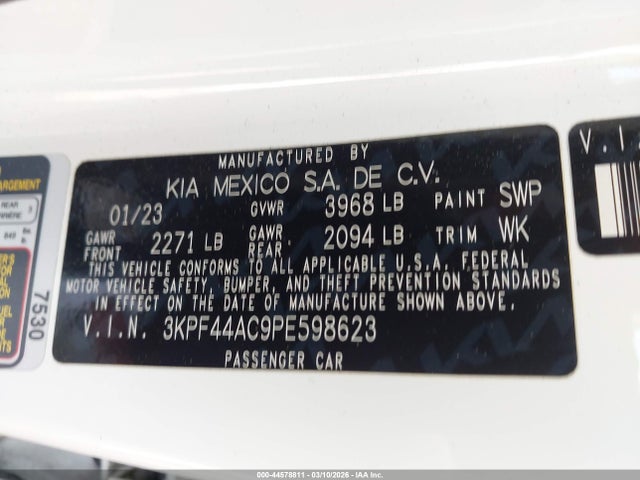 Aukcja sprzedaży 2023 Kia Forte Gt, vin: 3KPF44AC9PE598623, numer aukcji: 44578811