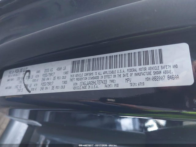 1C4GJWAG9HL727433 Jeep Wrangler Sport 4x4
