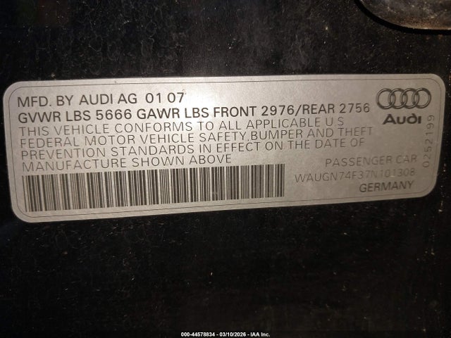 2007 AUDI S6 WAUGN74F37N101308 Photo 8