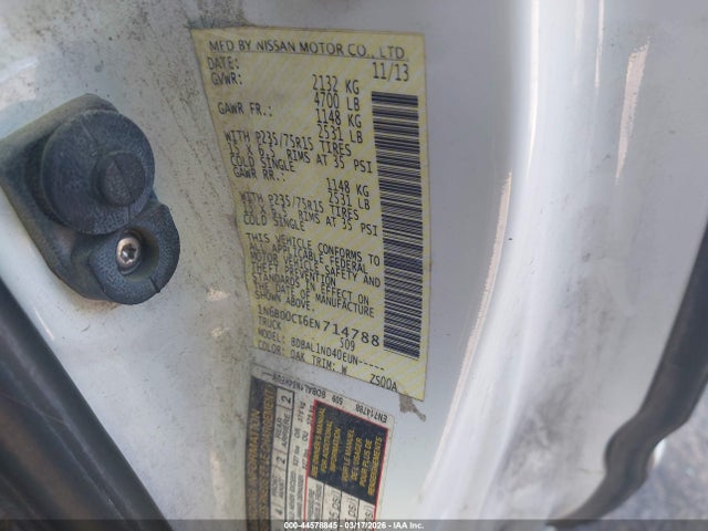 44578845 :رقم المزاد ، 1N6BD0CT6EN714788 vin ، 2014 Nissan Frontier S مزاد بيع