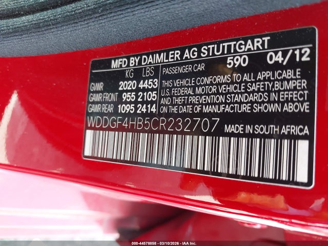 Aukcja sprzedaży 2012 Mercedes-benz C 250 Sport, vin: WDDGF4HB5CR232707, numer aukcji: 44578858