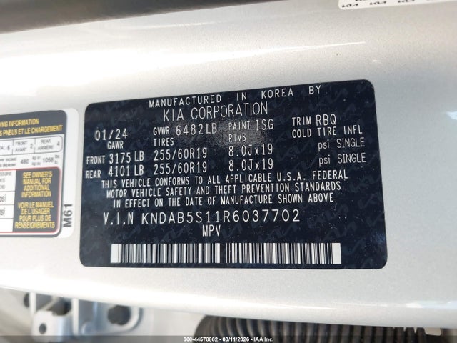 KNDAB5S11R6037702 KIA Ev9 Light Long Range
