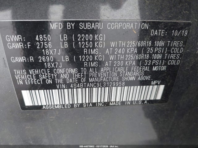 4S4BTANC9L3129958 Subaru Outback Limited
