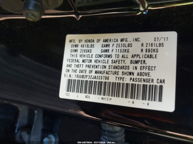 Aukcja sprzedaży 2018 Acura Tlx, vin: 19UUB2F32JA005786, numer aukcji: 44578944