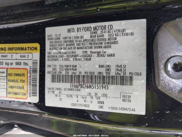 2021 FORD MUSTANG 1FA6P8CF6M5151945 Photo 8