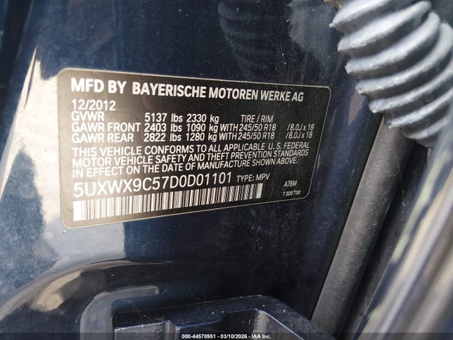 Продаж на аукціоні авто 2013 Bmw X3 Xdrive28i, vin: 5UXWX9C57D0D01101, номер лоту: 44578951