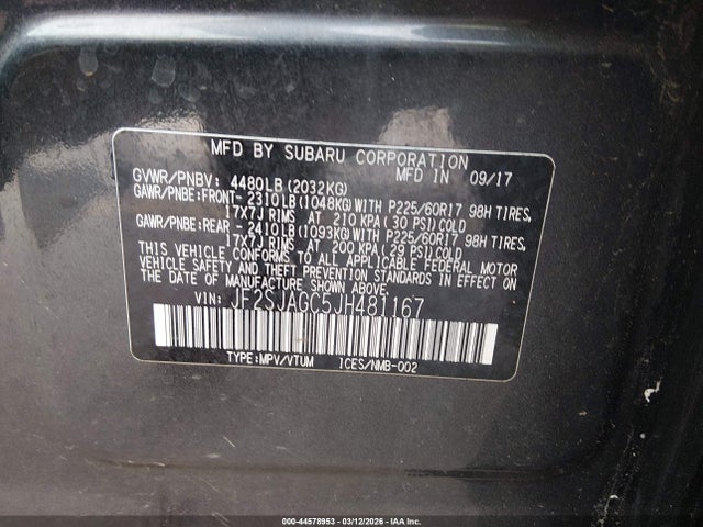 JF2SJAGC5JH481167 Subaru Forester 2.5i Premium