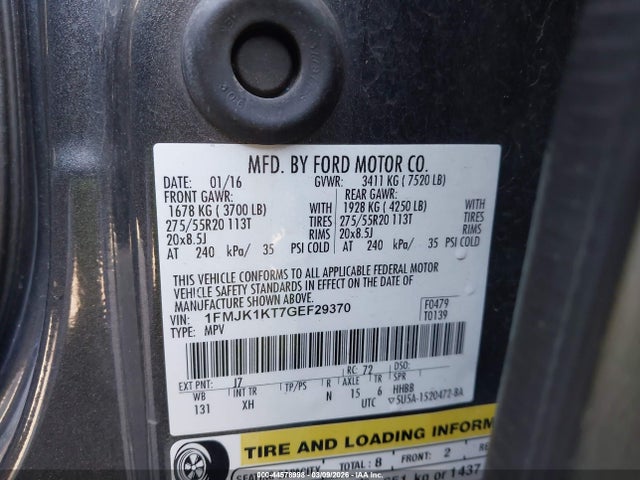 1FMJK1KT7GEF29370 Ford Expedition El Limited