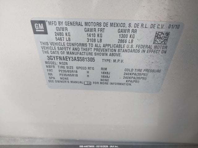 2010 CADILLAC SRX 3GYFNAEY3AS581305 Photo 8