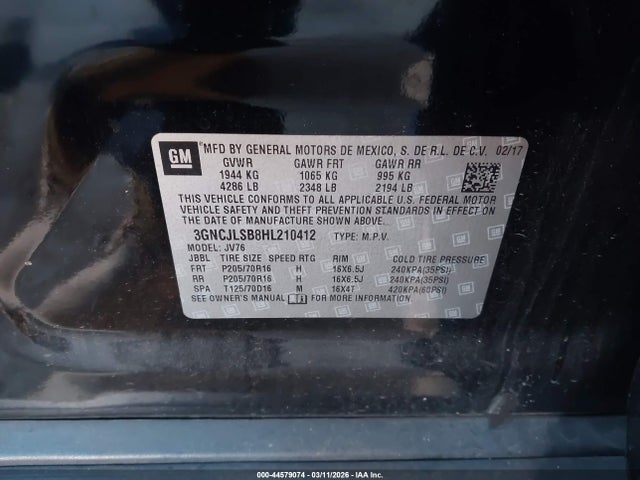 Chevrolet Trax Lt 2017 3GNCJLSB8HL210412 Image 9