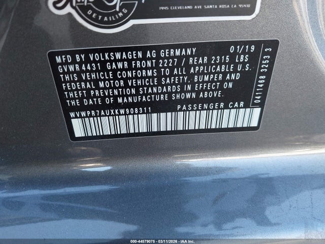 WVWPR7AUXKW908311 Volkswagen E-golf Sel Premium
