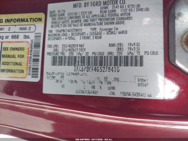 Ford Mustang Gt Premium 2016 1FA6P8CF4G5278410 Image 9