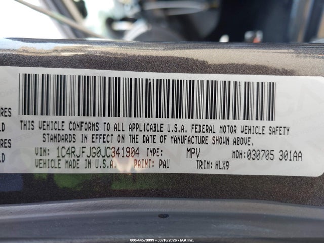 1C4RJFJG0JC341904 Jeep Grand Cherokee Summit 4x4