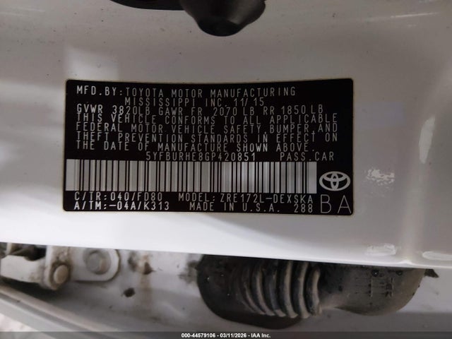 Toyota Corolla S Plus 2016 5YFBURHE8GP420851 Image 9